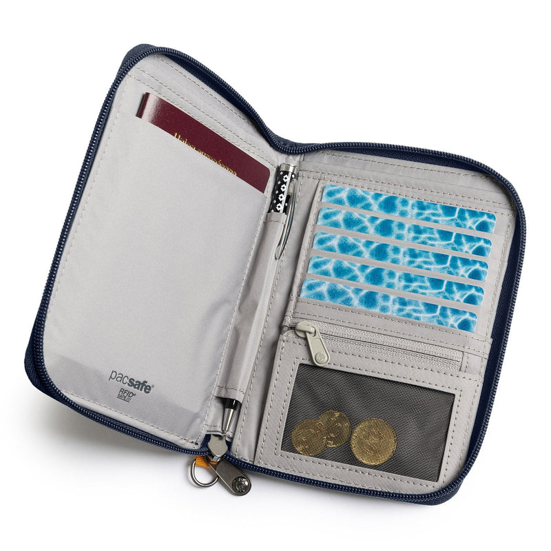 Pacsafe® RFIDsafe™ RFID blocking compact travel organizer, Coastal Blue