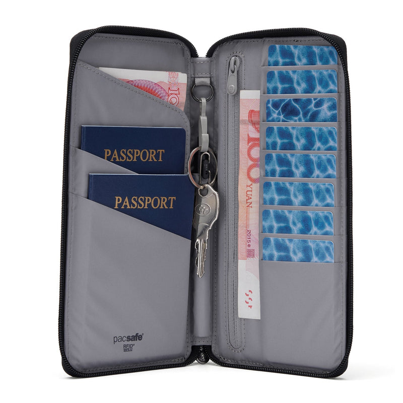 Pacsafe® RFIDsafe™ RFID blocking travel wallet, Jet Black